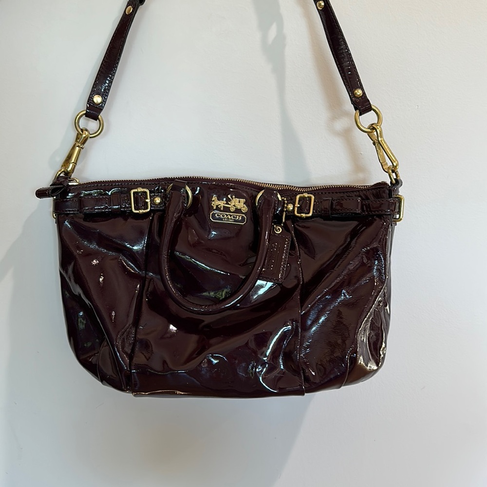 Coach Dark Brown Patent Leather Shoulder Bag Already Sold Sorry